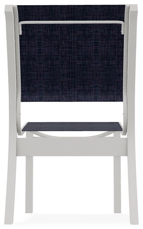 Leeward Sling Stackable Outdoor Dining Chair, Moments Navy/Snow