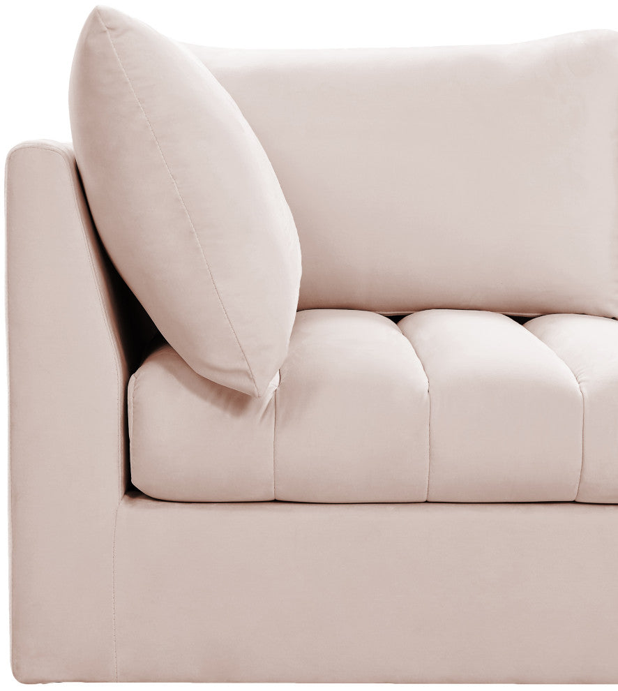 Jacob Velvet Upholstered 6-Piece L-Shaped Modular Sectional, Pink
