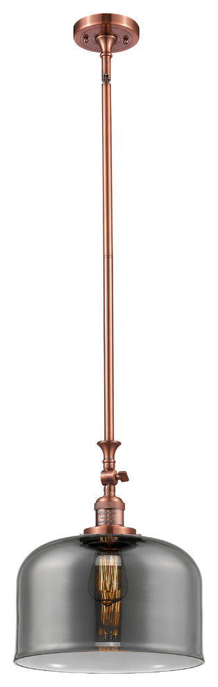 X-Large Bell 1-Light Mini Pendant, Antique Copper, Plated Smoke