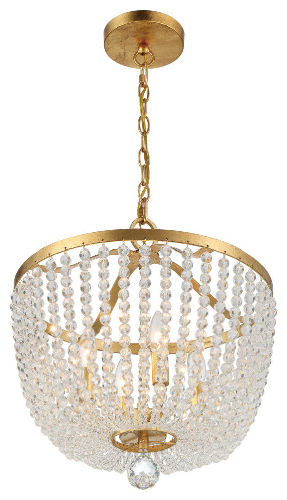 Rylee Four Light Chandelier in Antique Gold
