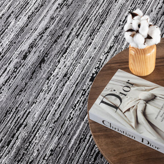 High-Low Savannah Gray/Black Rug, Gray, 5'x7'10"