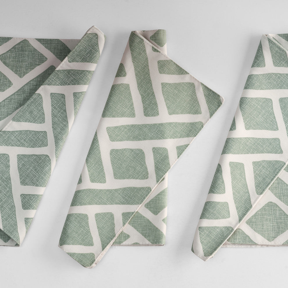 Martinique Printed Cotton Table Runner and Placemats, Martinique Aqua