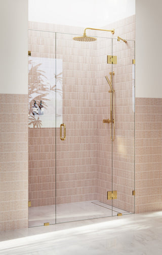 Glass Warehouse 78"x50" Frameless 3 Panel Inline Shower Door, Polished Brass
