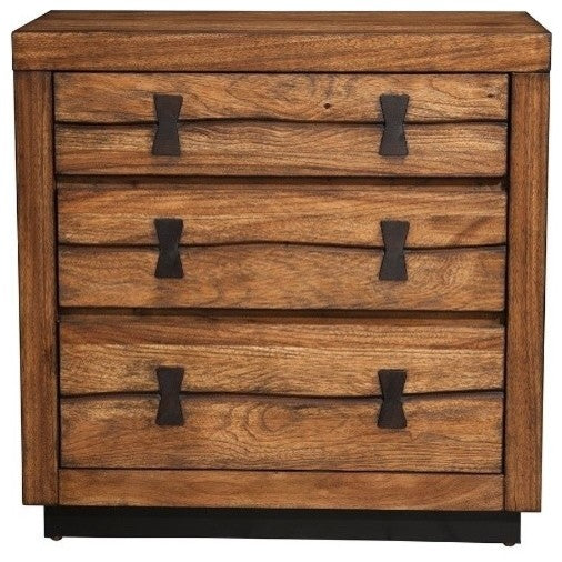 3 Drawer Nightstand In Mahogany Wood Brown