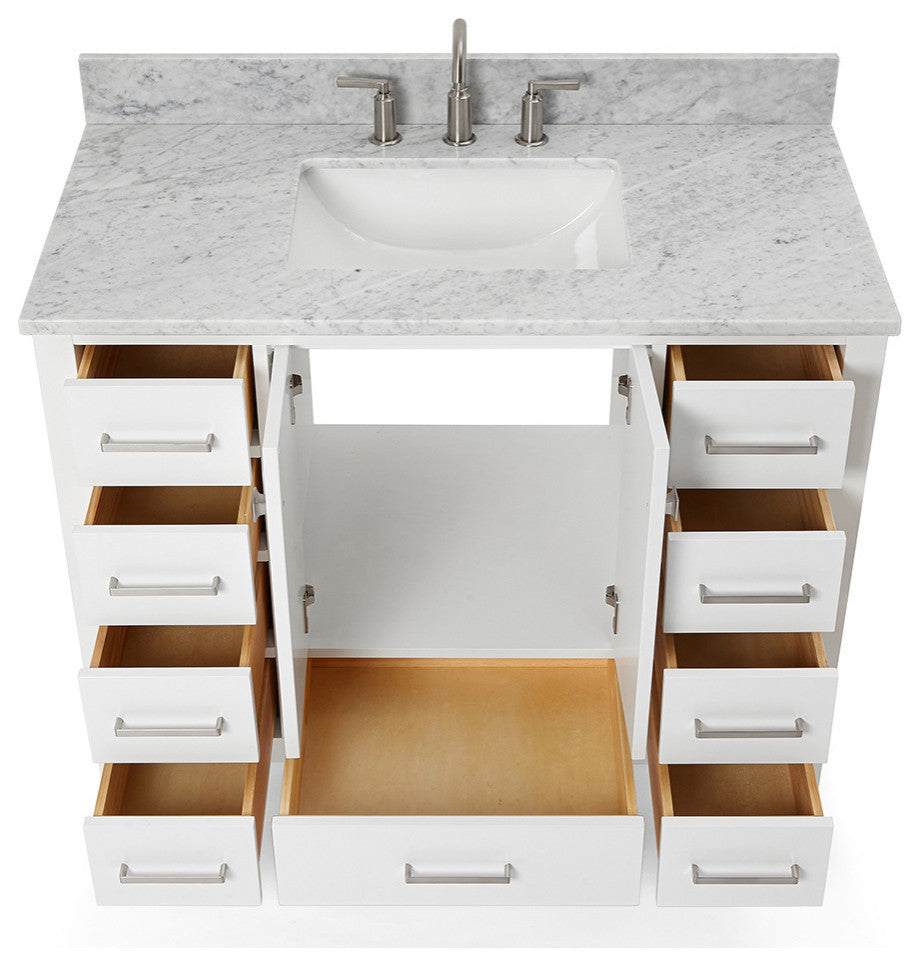 ARIEL Cambridge 43" Rectangle Sink Bath Vanity Carrara Marble