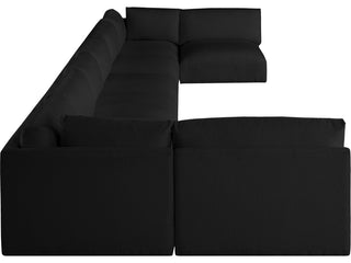 Ease Fabric Upholstered L-Shaped Modular Sectional, Black, 8 Piece: 2 Corner, 6 Armless