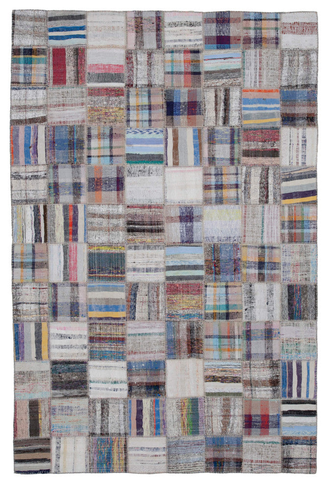 Rug N Carpet - Handmade Turkish 6' 5'' x 9' 9'' Contemporary Patchwork Kilim Rug