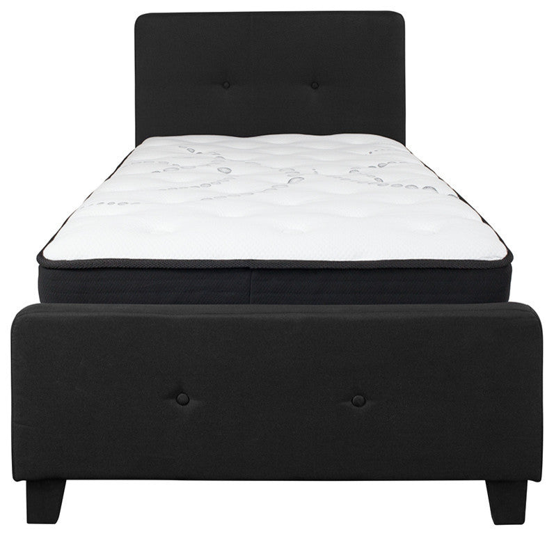 Tribeca Twin Tufted Platform Bed With Pocket Spring Mattress, Black