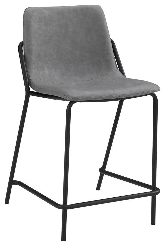 Set of 2 Counter Height Stool, Gray and Black