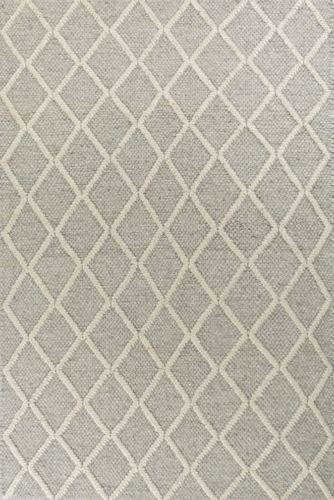 HomeRoots 9'x13' Grey Hand Woven Diamond Pattern Indoor Area Rug