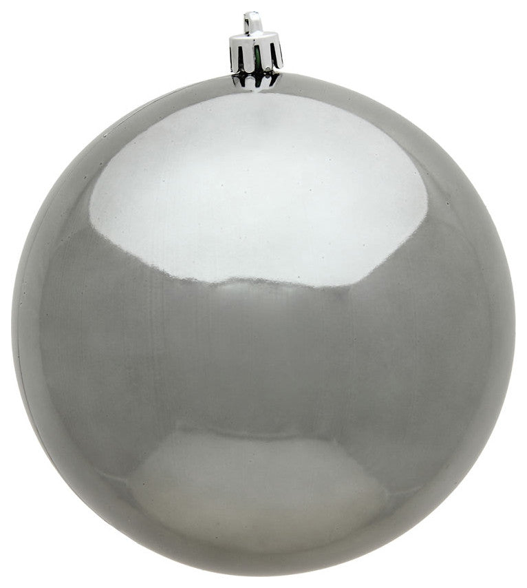 Vickerman 4" Pewter Shiny Ball Ornament, 6 per Bag