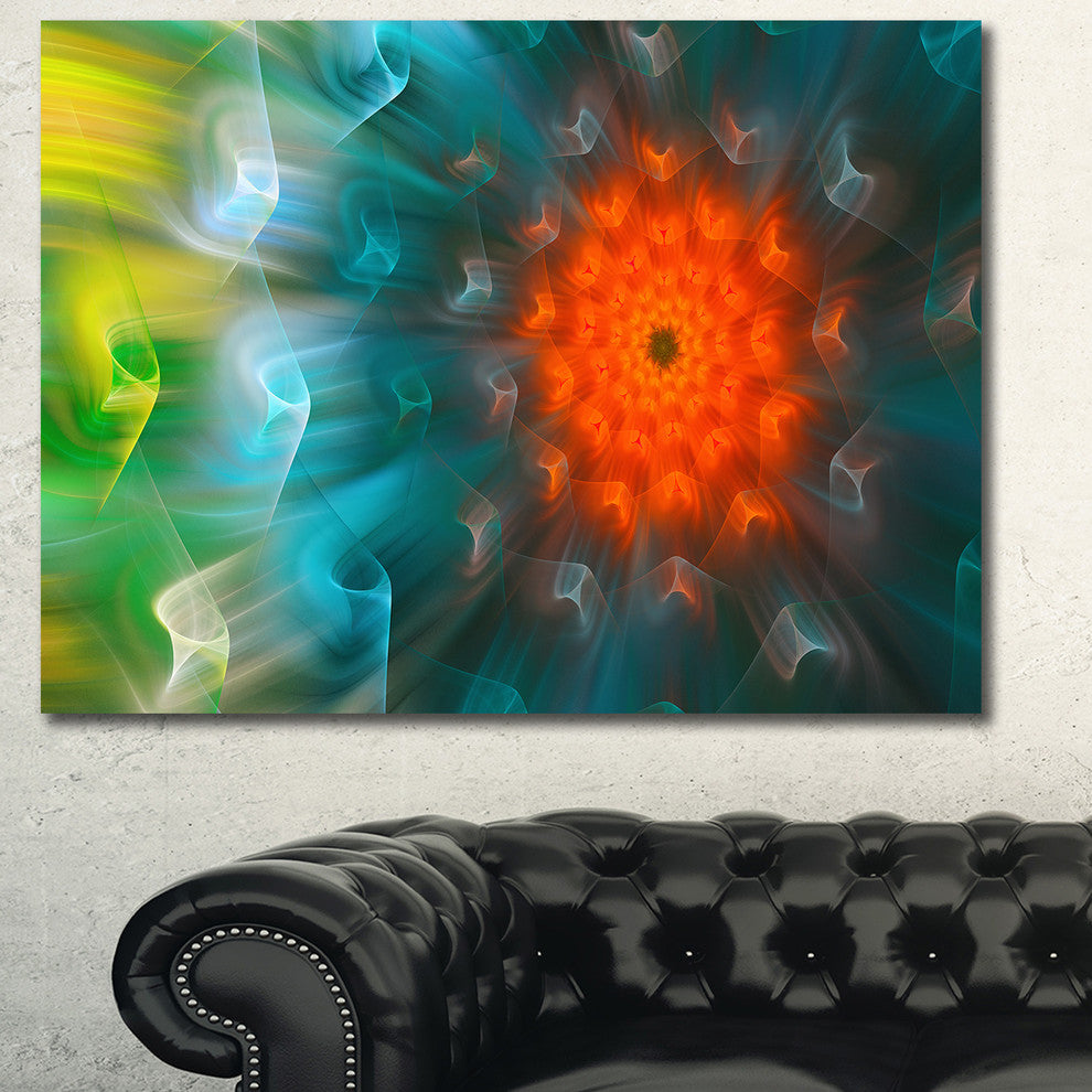 Multi Color Fractal Petals Dandelion, Large Floral Canvas Art Print, 60x40