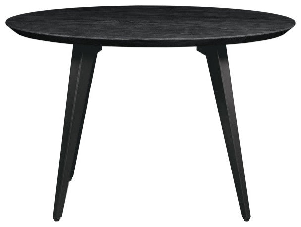 LeisureMod RTM47BL Ravenna Modern Round Wood 47" Ebony Metal Legs Dining Table