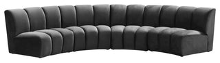 Infinity Channel Tufted Velvet Modular Chair, Gray, 4 Piece