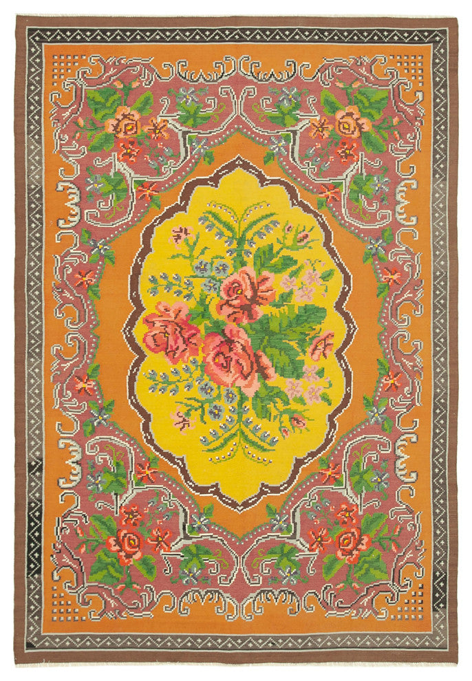 Rug N Carpet - Handmade Bessarabian 6' 7'' x 9' 4'' Unique Flatweave Kilim Rug