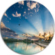 Moving Clouds Over Lake, Landscape Photo Round Wall Art, 11"