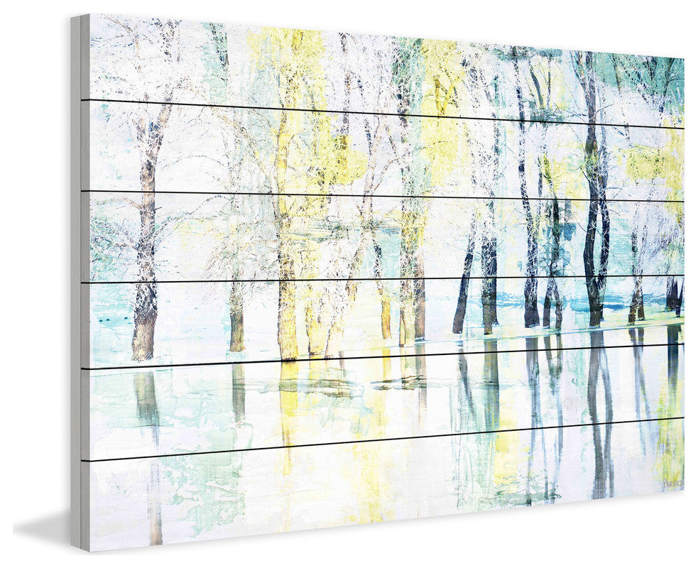 "Yellow Haze" Painting Print on White Wood, 36"x24"