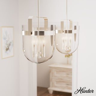 Karloff Brushed Nickel, Clear Glass 3 Light Pendant Ceiling Light