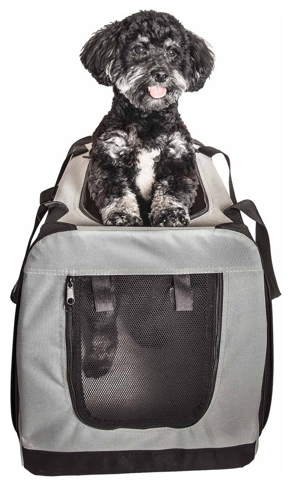 Hounda Accordion Collapsible Dual-Sided Expandable Pet Crate, Gray, Small