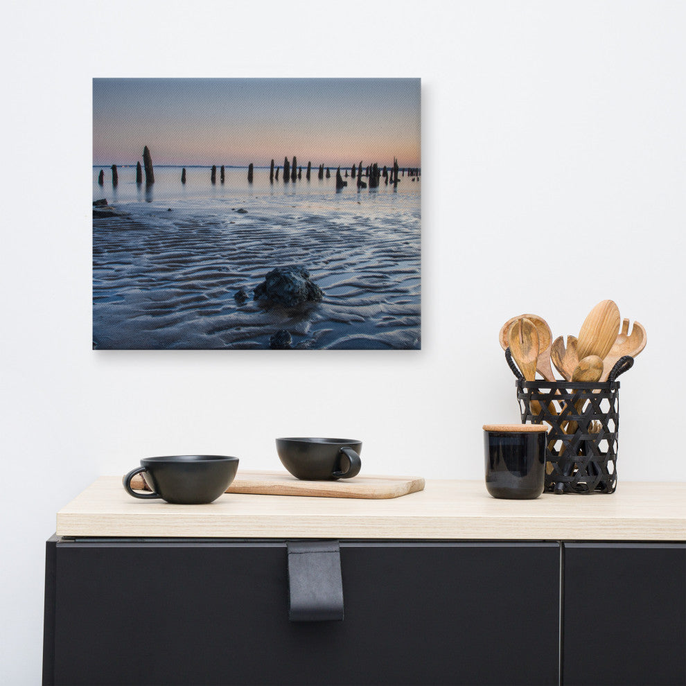 Low Tide At Battery Coastal Landscape Photo Canvas Wall Art Print, 16" X 20"