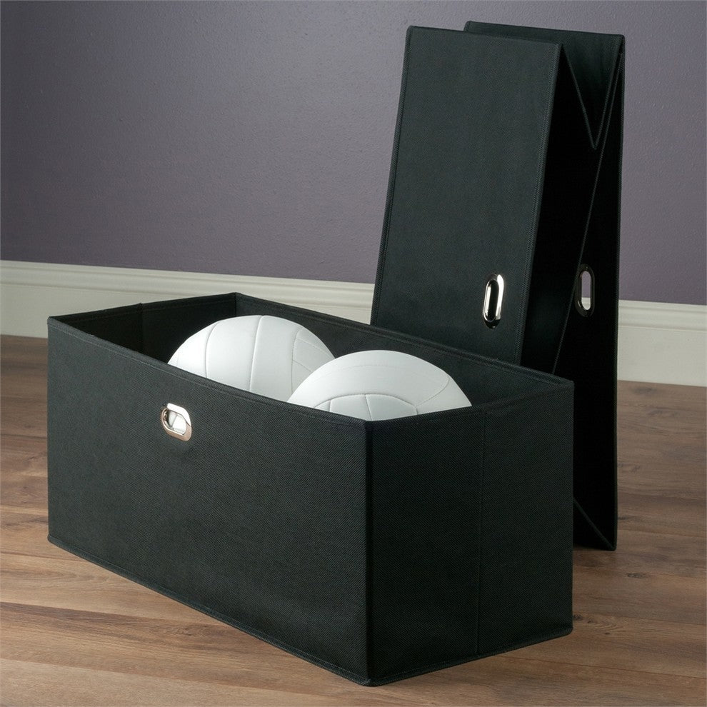 Torino 2-Pc Set Folding Fabric Baskets, Black