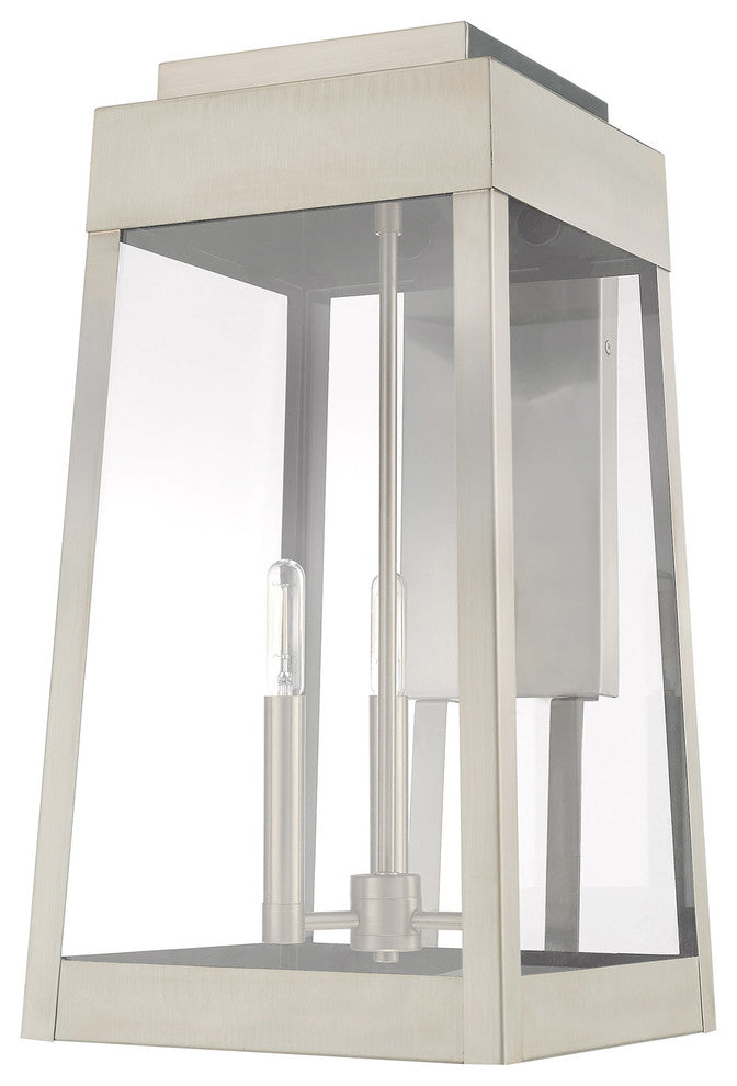 Transitional Outdoor Wall Lantern, Brushed Nickel