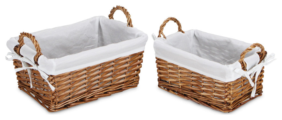 2-Piece Willow Rectangular Storage With Liner, Honey