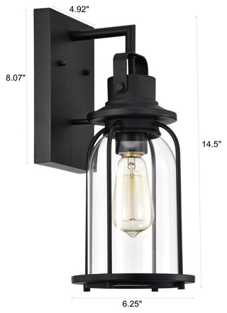 CHLOE Clarke Transitional 1 Light Textured Black Outdoor Wall Sconce 15" H