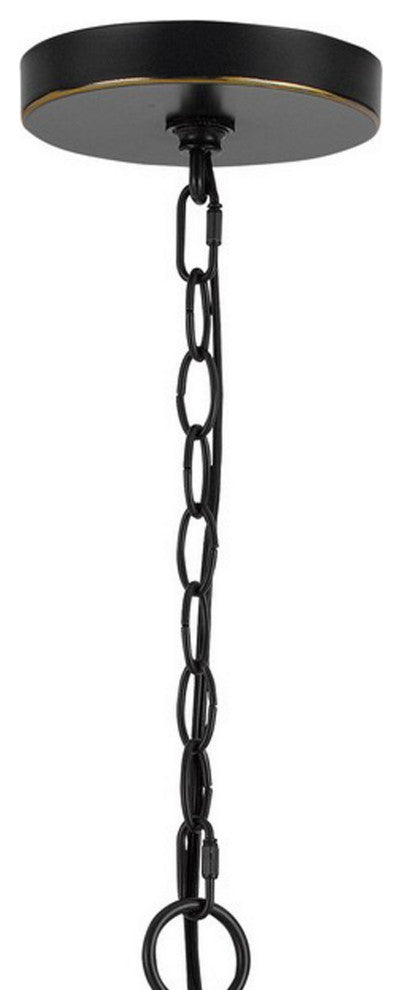 Benzara BM282173 Classic Chandelier, Hanging Glass Shades, Wood, Dark Bronze