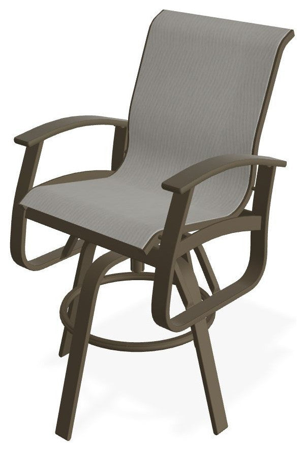 Belle Isle Sling Bar Height Outdoor Swivel Armchair, Augustine Oyster/Beachwood