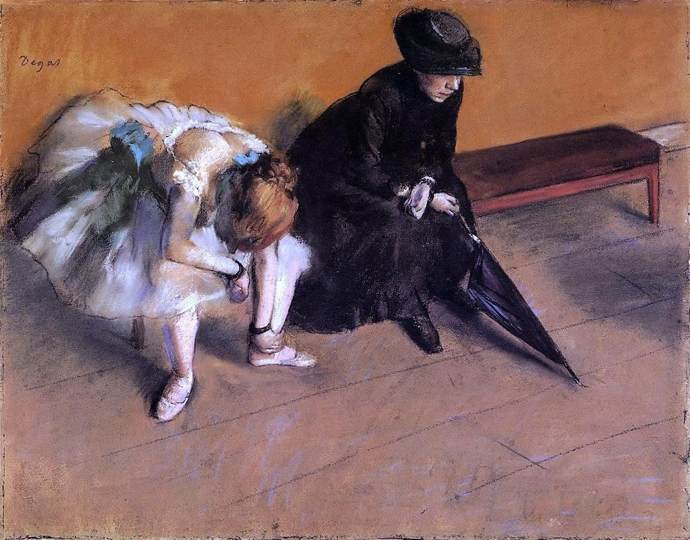 Edgar Degas Waiting, 21"x28" Gallery Wrapped Canvas Print