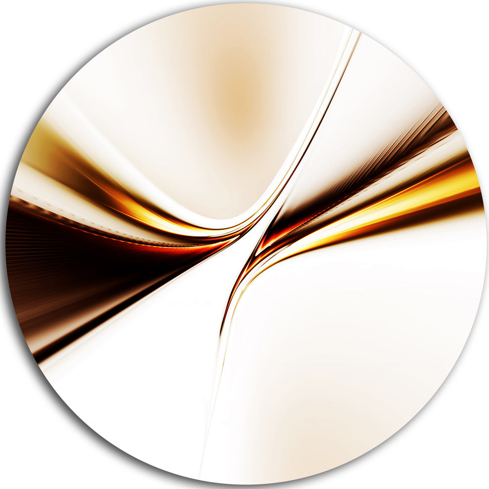 Dynamic Golden Waves, Abstract Digital Art Round Metal Wall Art, 23"