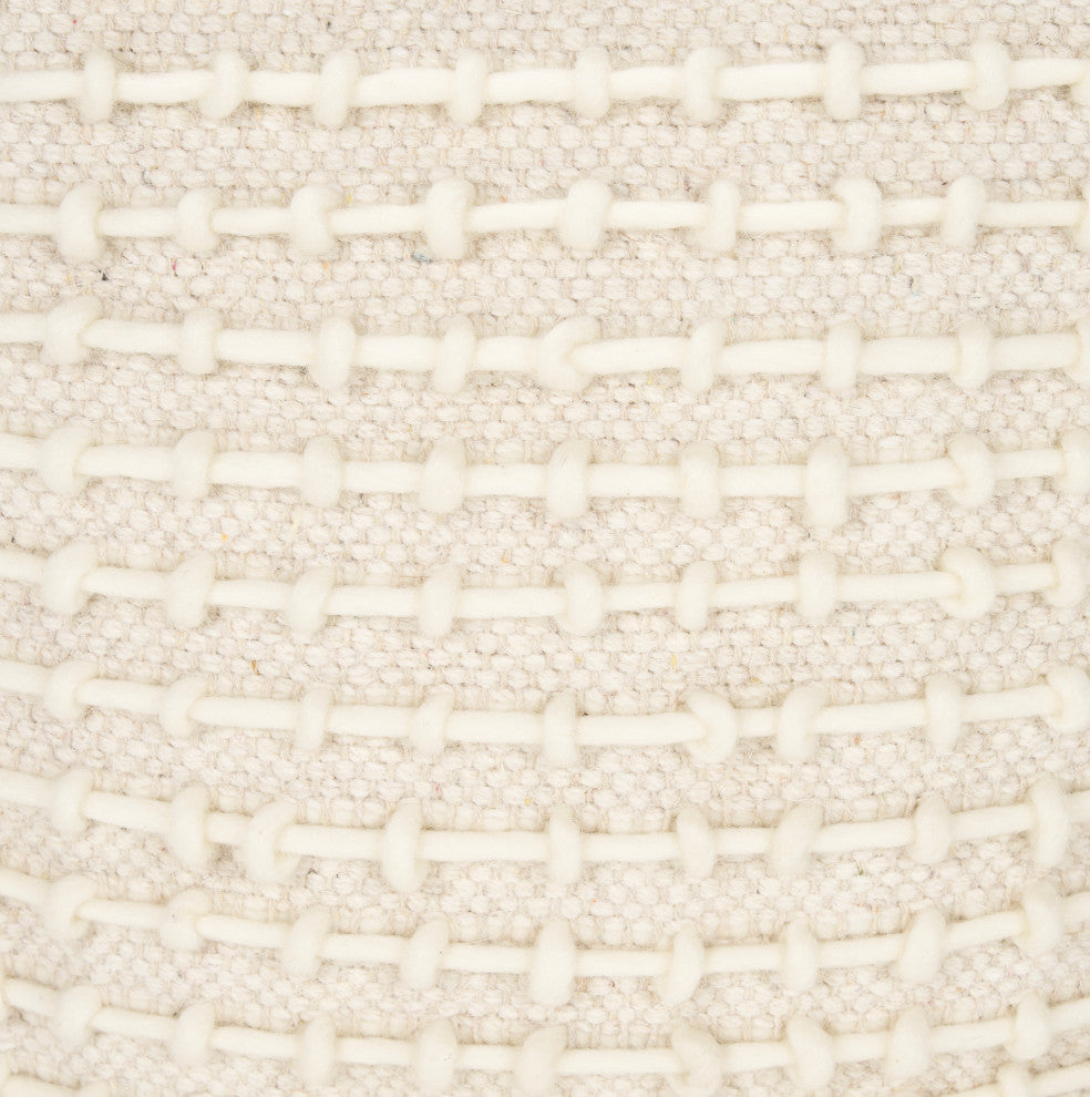 Sakaye Beige With Cream Stitched Patterned Pouf