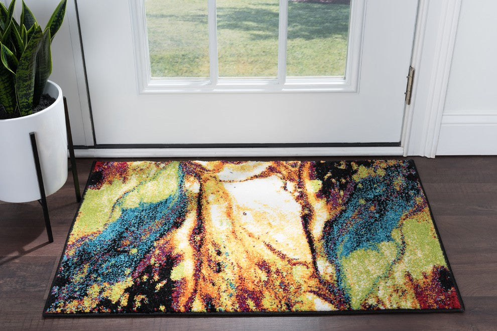 Soleil Contemporary Abstract Multi-Color Scatter Mat Rug, 2'' x 3''