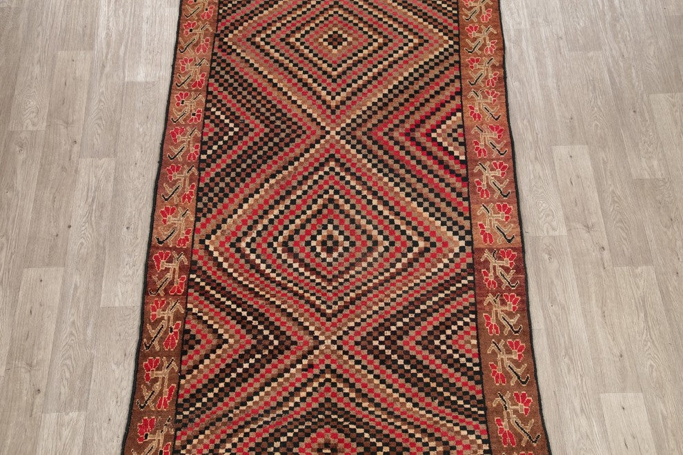 Consigned, Handmade Persian Worn Out Oriental Wool Vintage Area Rug, 9'3"X4'7"