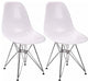 White, Chromed Steel Legs Eiffel Dining Room Chair, Set of 2