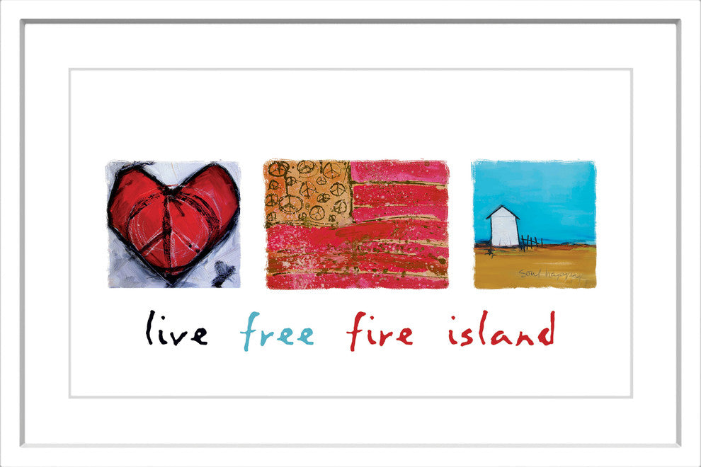 "Live Free Fire Island" Painting Print in Frame by Tori Campisi