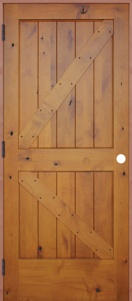 Interior 2 Panel V-Groove Reversible Handing Pre-hung Door Kit, 30x80
