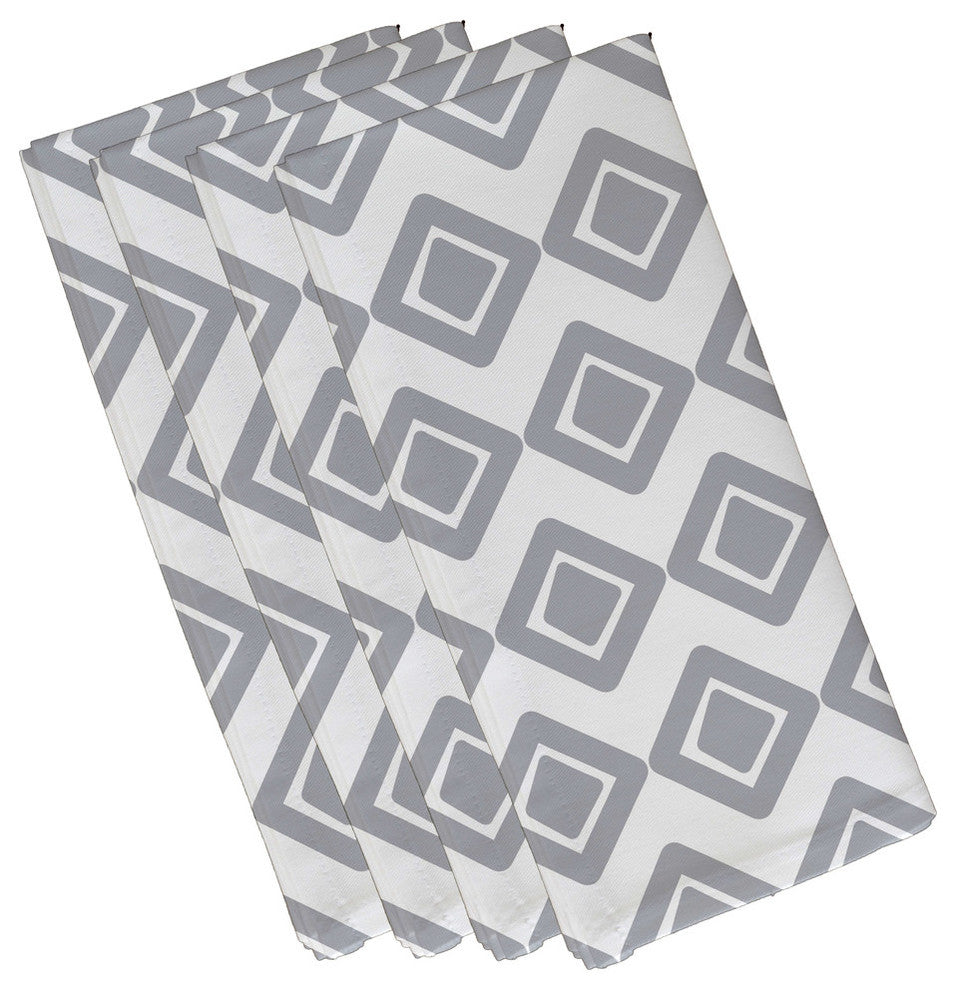 19x19", Diamond Jive 1 Geometric Print Napkin, Gray, Set of 4