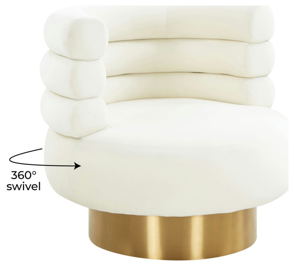 TOV Furniture Naomi Cream Velvet Swivel Chair