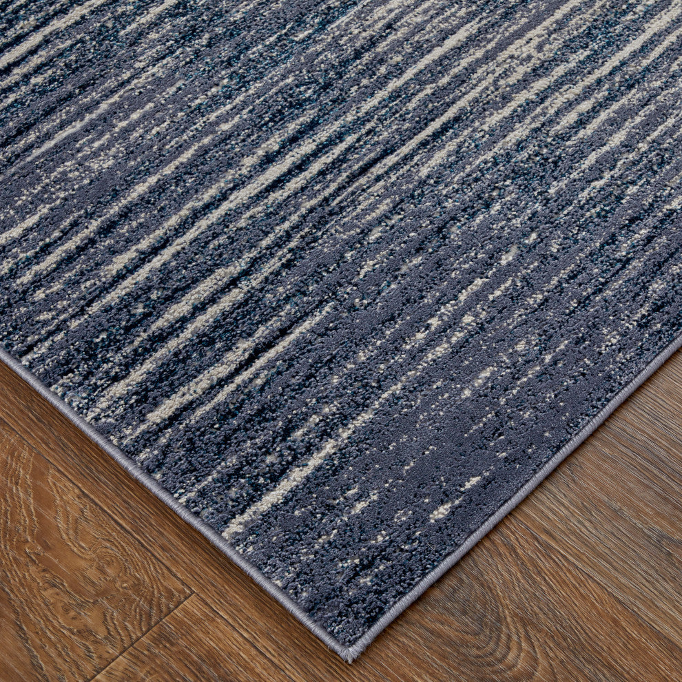 Weave & Wander Armada Minimal Navy Blue/Blue Rug, 5'x8'