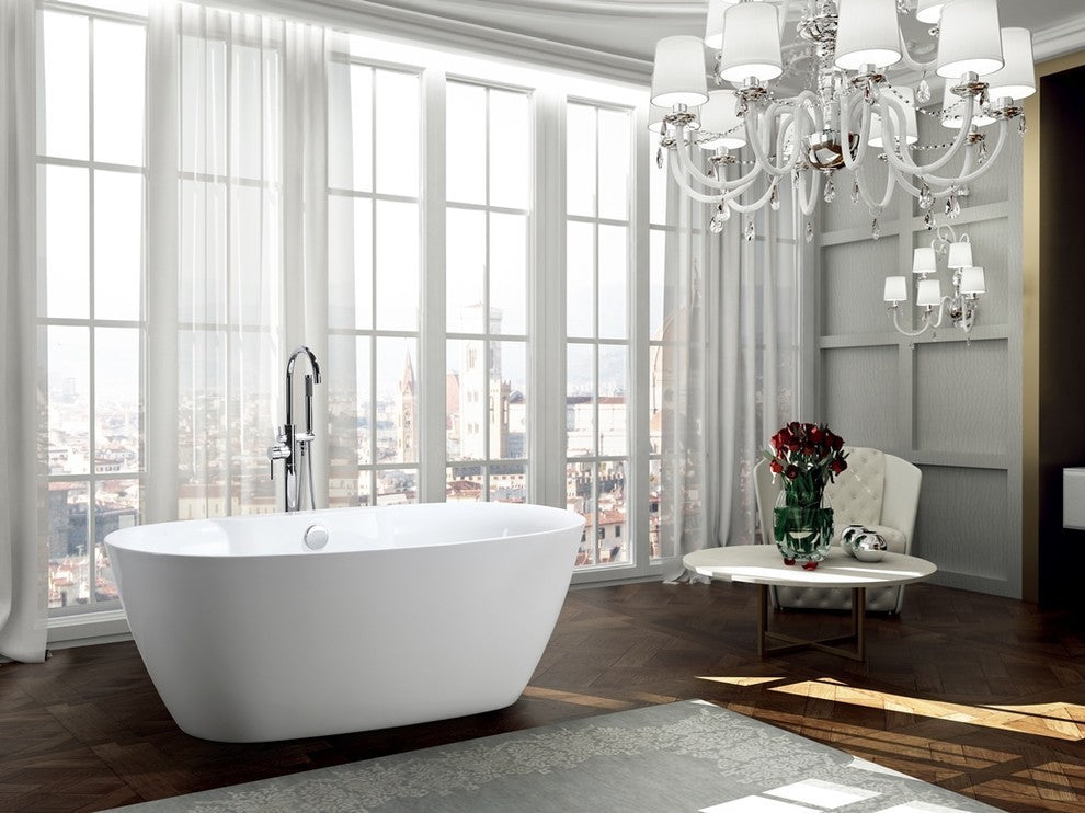 Pisa 63" Freestanding Bathtub, Glossy White