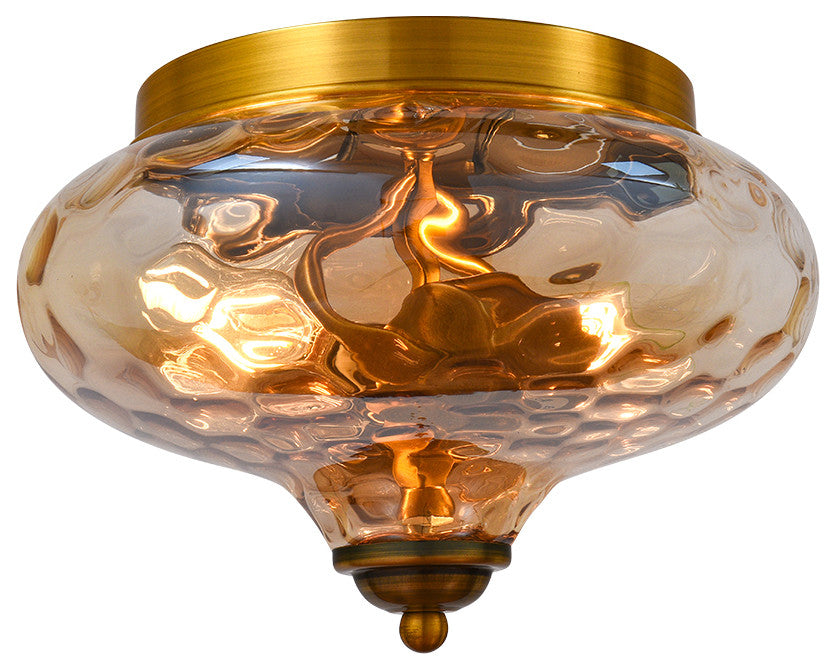 Modern 2-Light Water Pattern Flush Mount, Gold