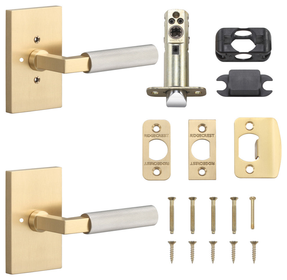 Levanto Privacy Rosette, Satin Brass, Knurled Grip in Nickel