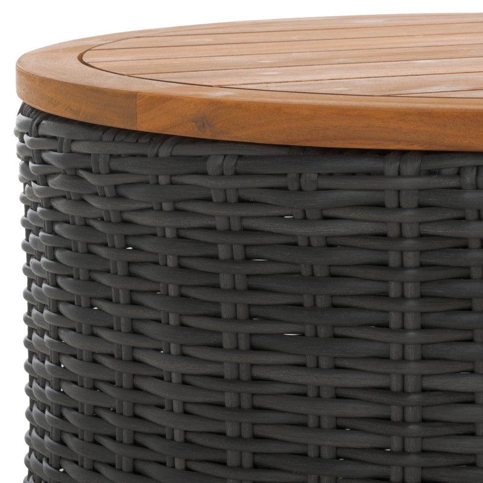 Safavieh Couture Indoor-Outdoor Anguilla Wicker Coffee Table, Dark Grey