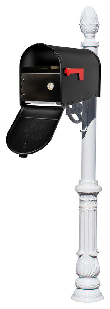 Lewiston Post System-E1 Economy Mailbox, Locking Insert, Mounting Plate, White