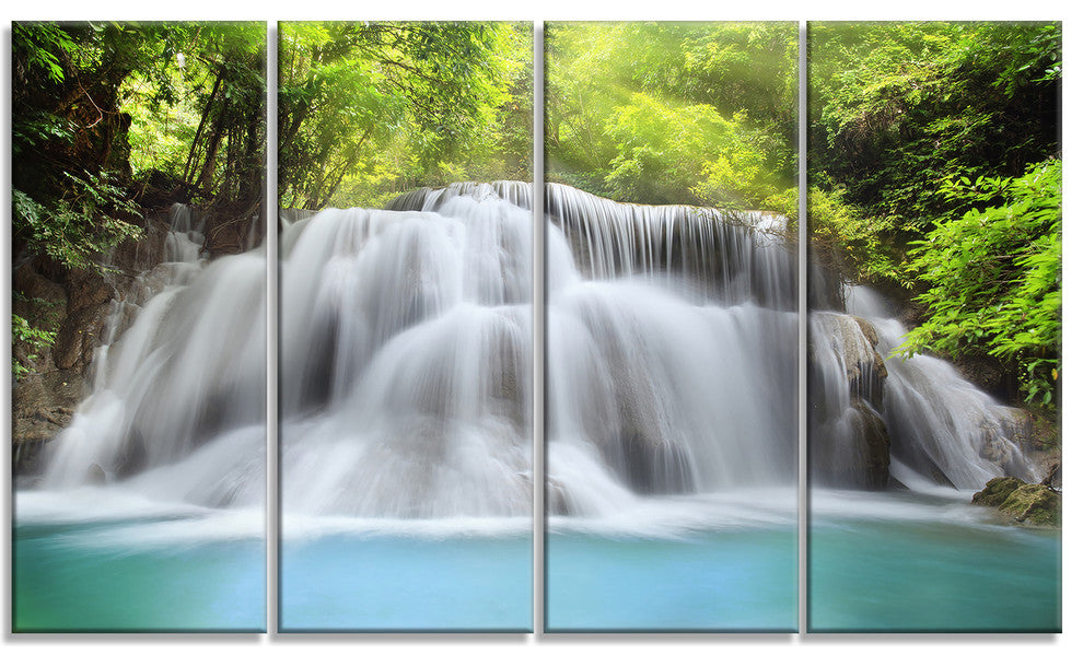 "White Huai Mae Kamin Waterfall" Canvas Print, 4 Panels, 48"x28"