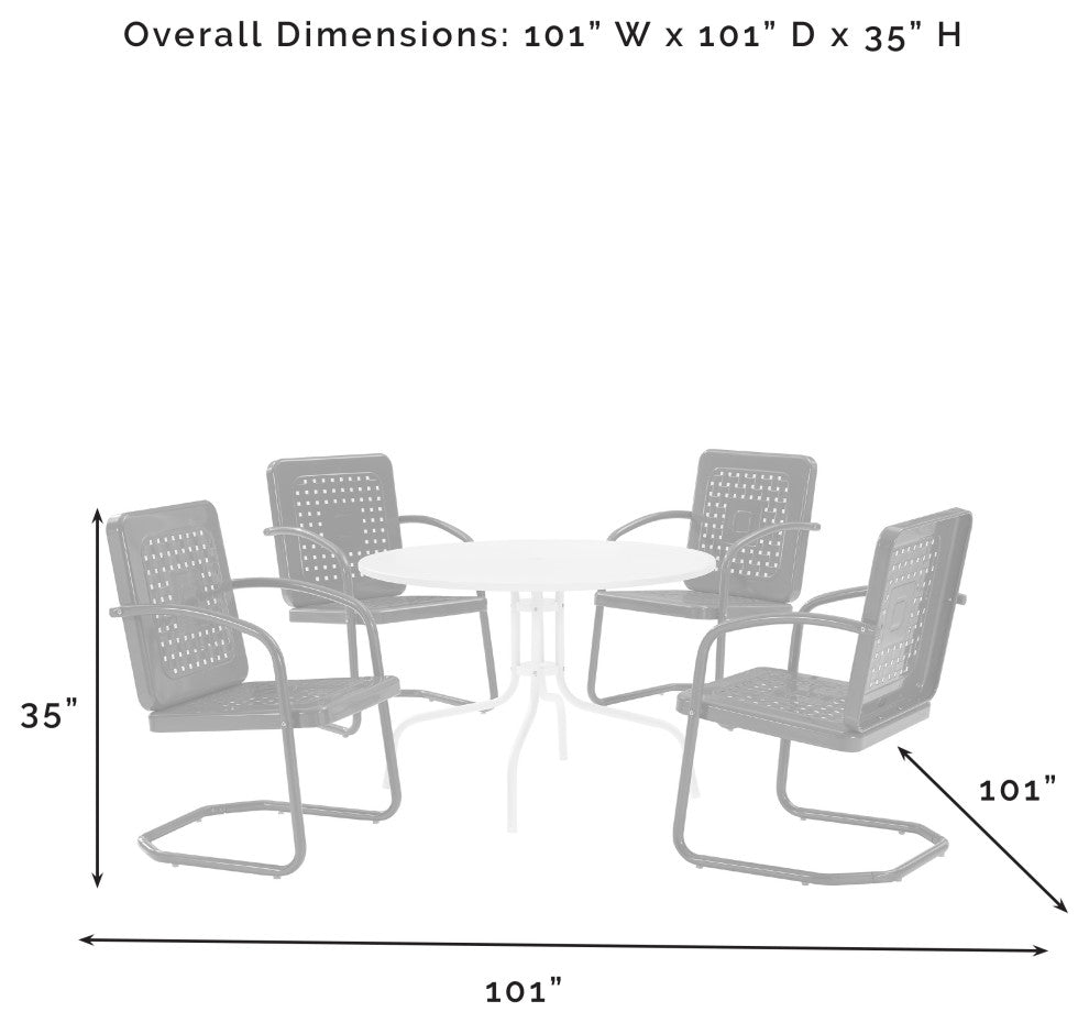 Bates 5-Piece Outdoor Dining Set, White Gloss