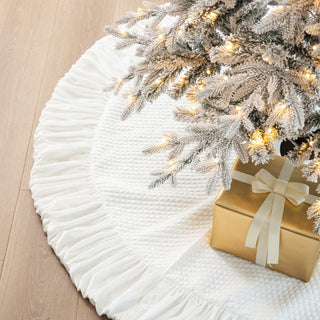 60"D Velvet Ruffled Christmas Tree Skirt
