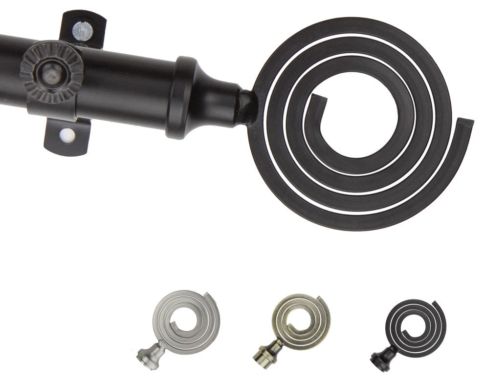 Ben 13/16" Diameter Curtain Rod, Black, 18-28"